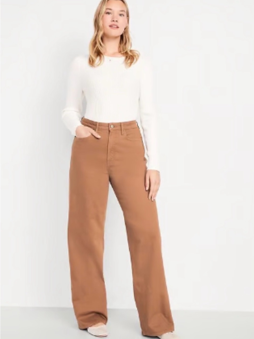 Old Navy Brown/Orange High Waisted Wide Leg Jeans in SZ. 12 29” Inseam